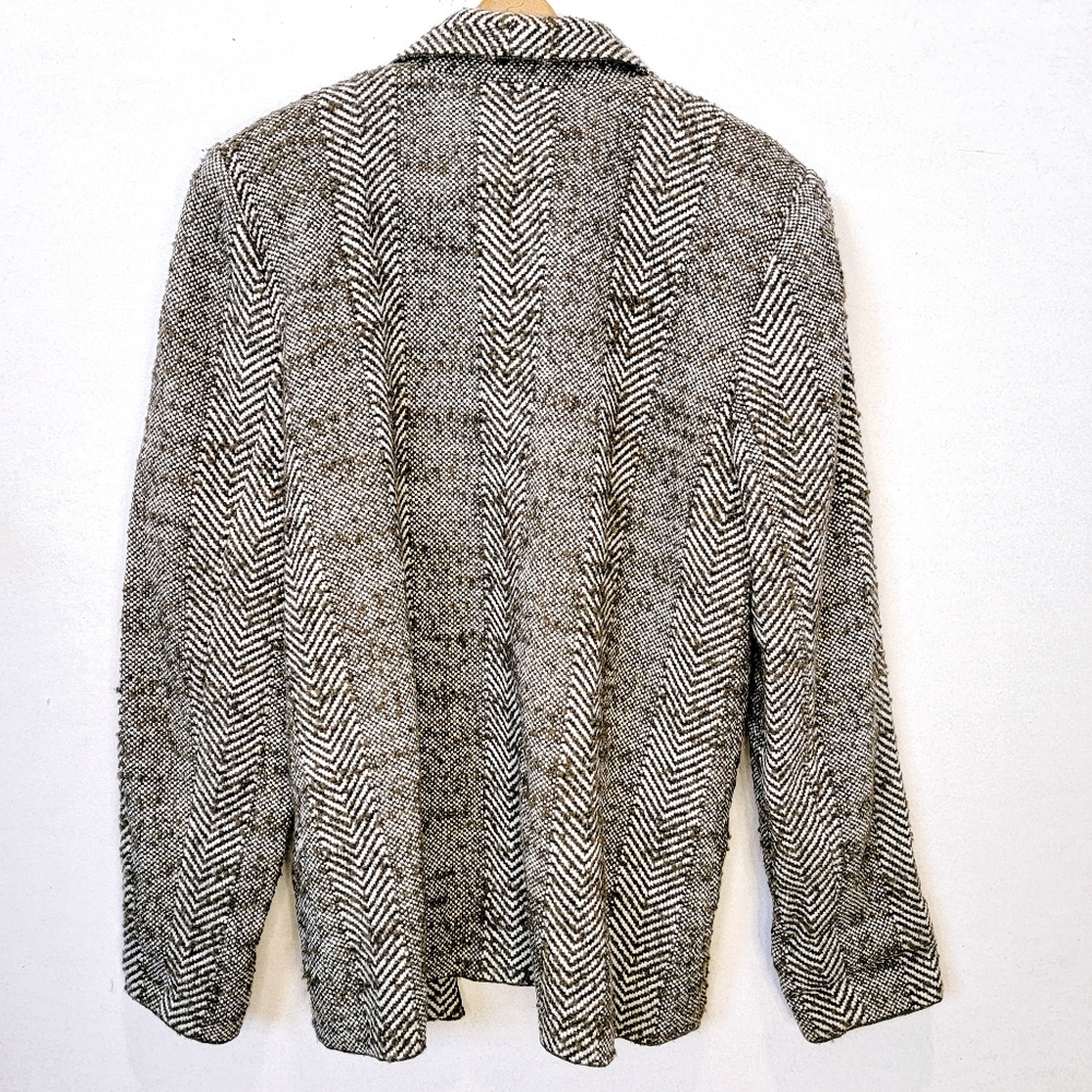 🕊️ Vintage Ellen Tracy Wool Herringbone Blazer size 8 - Picture 3 of 3